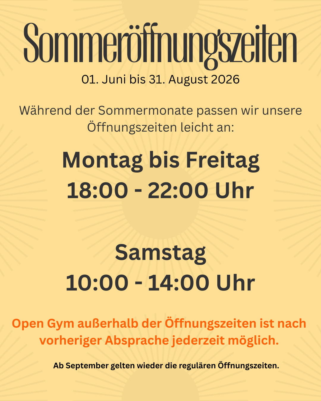 Sommeröffnungszeiten